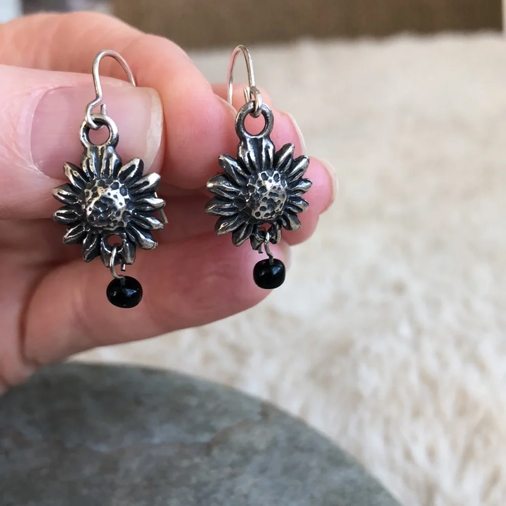 Sunflower Sterling Silver Berry Jewelry Co. Dangle Earrings (E34) - Picture 2 of 15